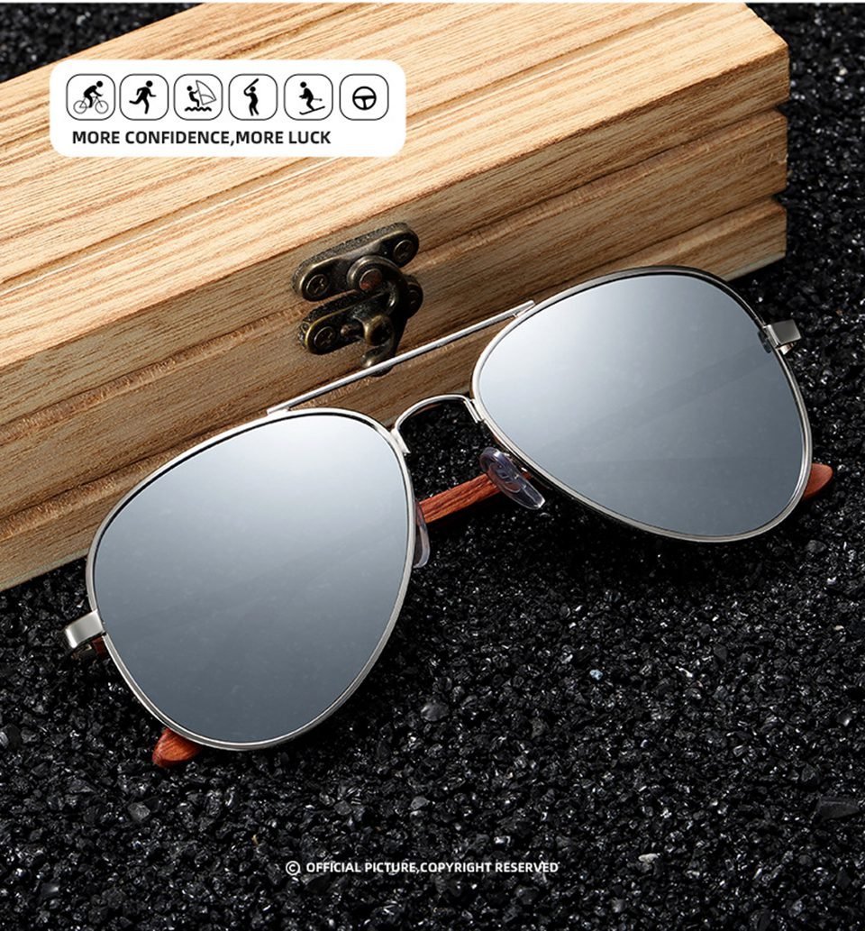 Wooden Aviator Sunglasses
