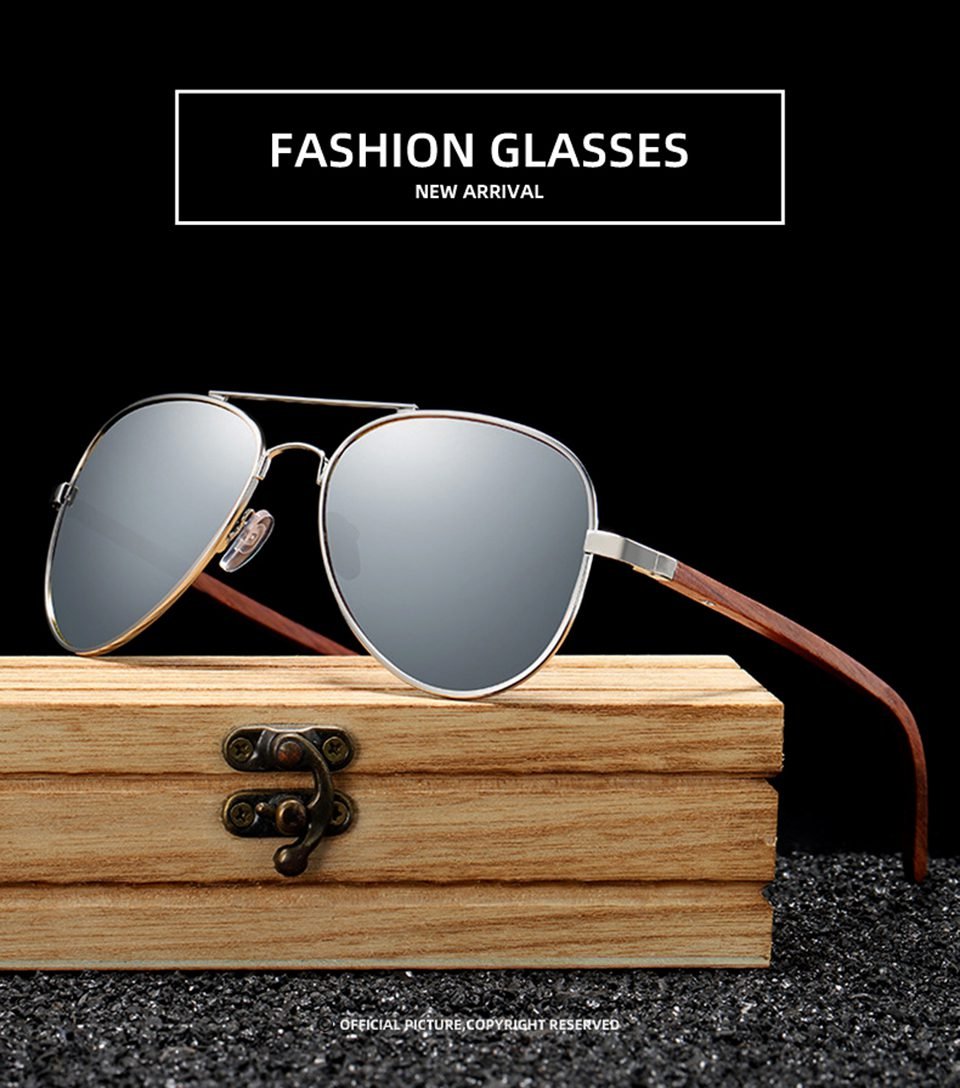Wooden Aviator Sunglasses