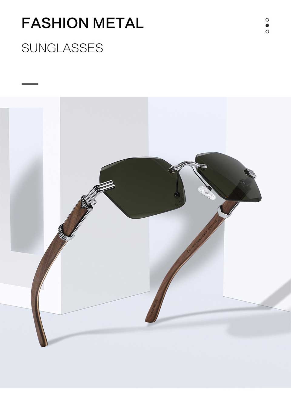 Rimless Wooden Sunglasses