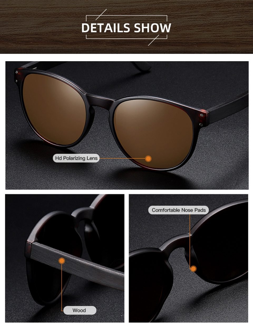 Wood Frame Sunglasses Mens