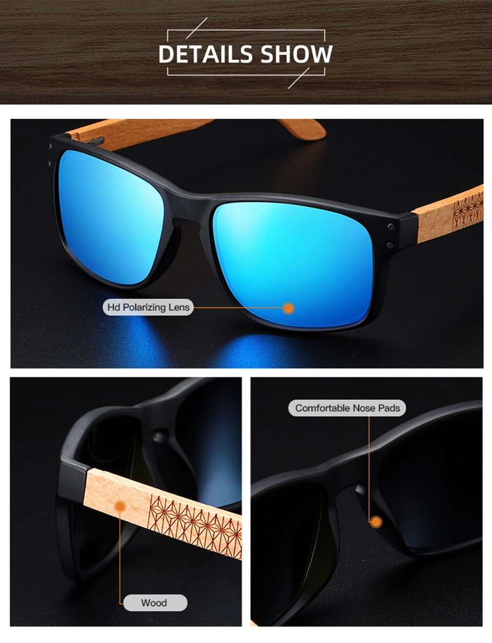 Wood Polarized Sunglasses For Men